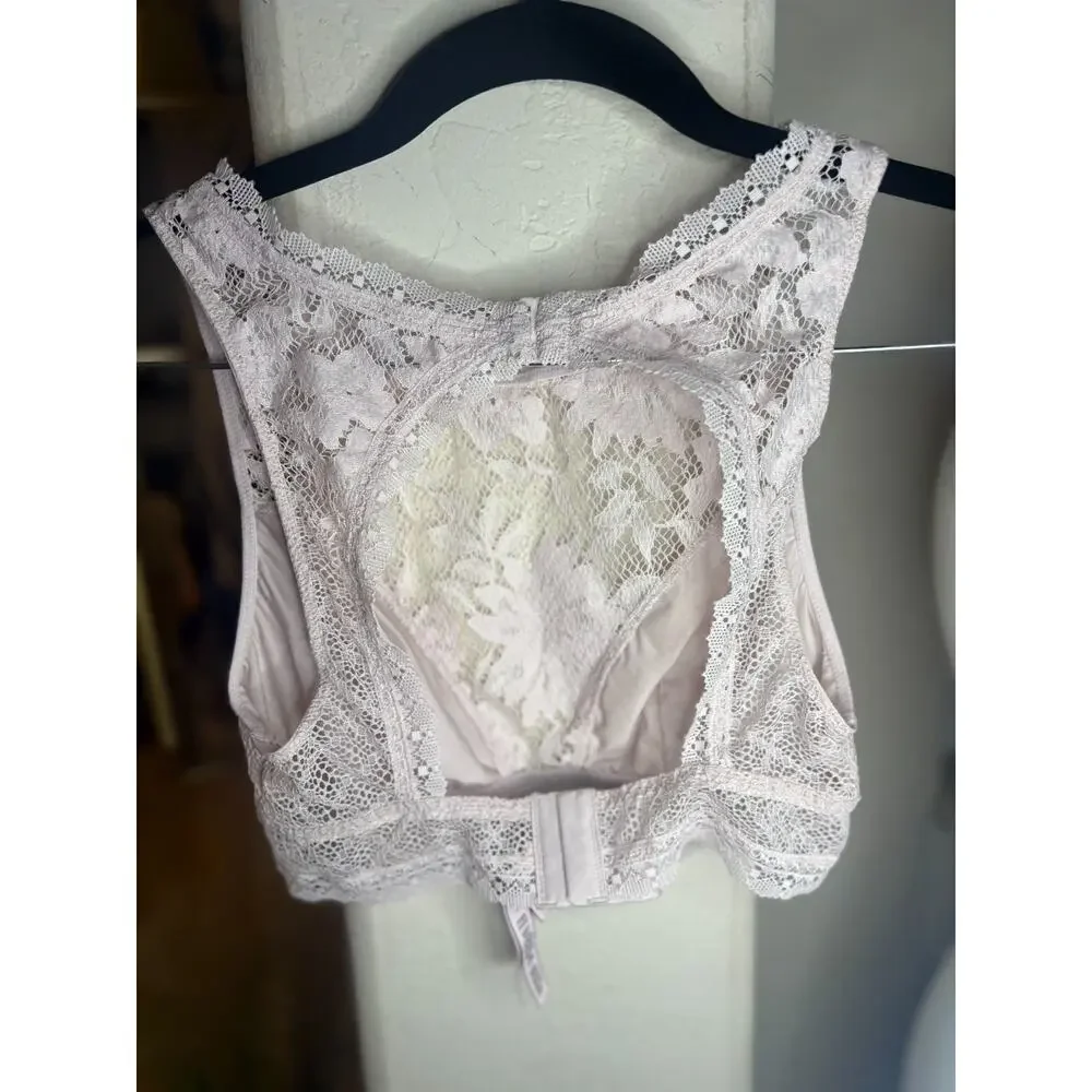 Victoria’s Secret High Neck Lace Bralette Light Pink Small 0-2